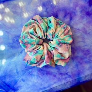 Jumbo Blue/Pink Tie-Dye Terrycloth Scrunchie Oversized Women’s Hair Accessory
